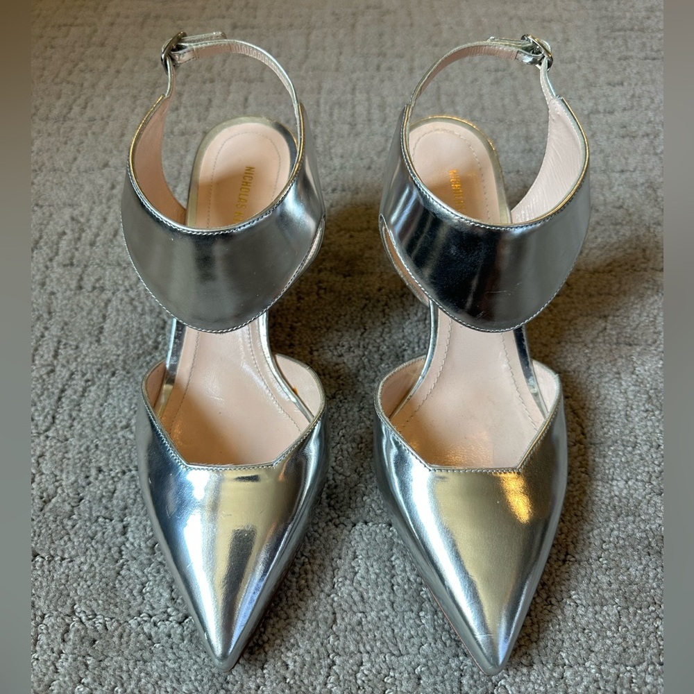 Nicholas Kirkwood Metallic Silver Slingback Pumps size 36